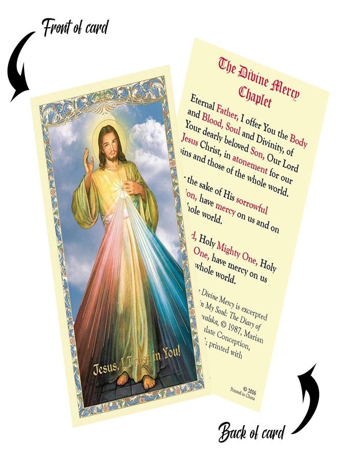 Trendzeen Divine Mercy Picture - Divine Mercy Door Blessing, Divine Mercy Prayer Card, The Lord's Prayer Card | Divine Mercy Image Wood Cross Plaque Set | Divine Mercy Wall Hanging For Home Decor, Art | 3 Items - Image 4